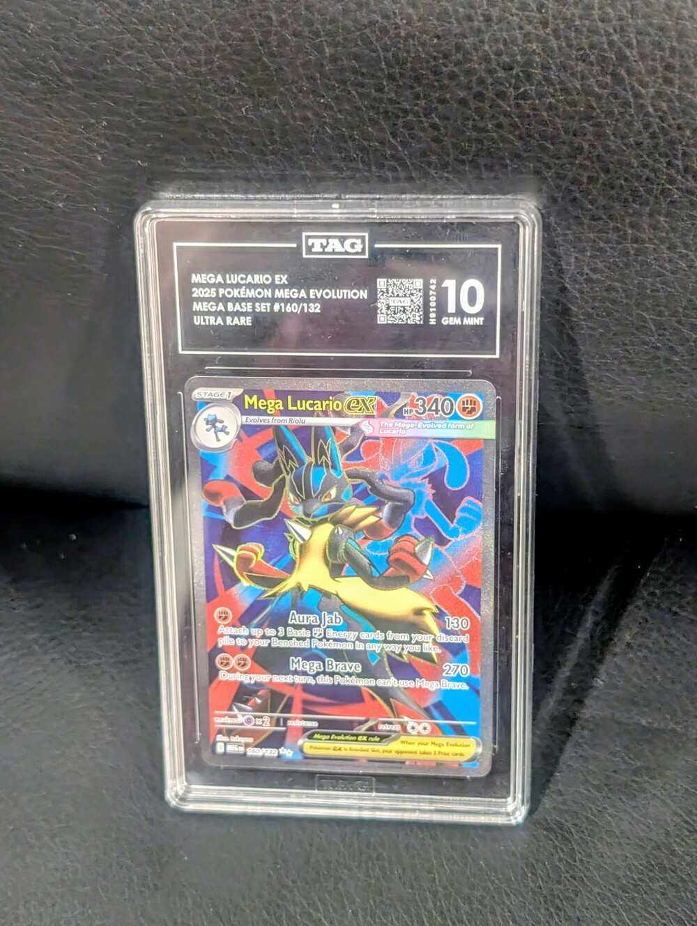 Mega Lucario EX #160/132 Tag Gem Mint 10 Mega Evolution Graded Pokemon Card